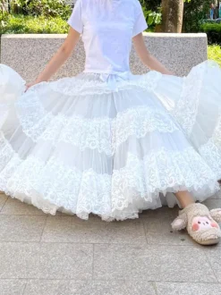 Sweet Lolita Petticoats Polyester Lace White Lolita Skirt