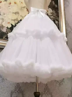 Sweet Lolita Petticoats Polyester Tiered Ruffles White Lolita Skirt