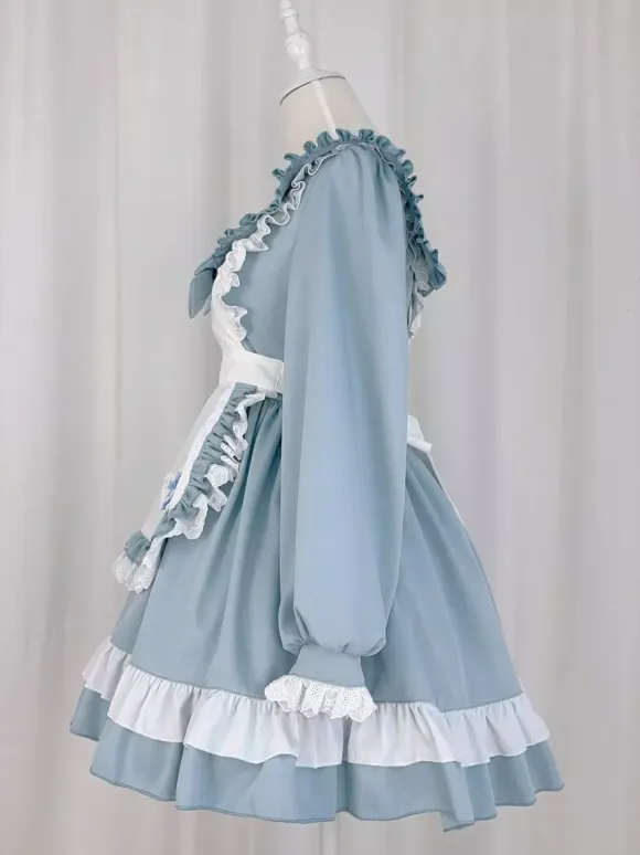 Sweet Lolita Polyester Long Sleeves Bows Sweet Apron Pink Lolita Dress