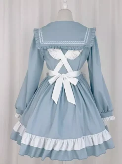 Sweet Lolita Polyester Long Sleeves Bows Sweet Apron Pink Lolita Dress
