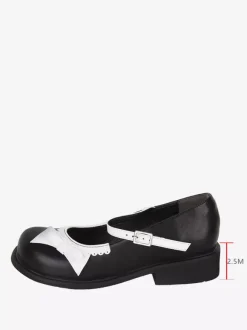 Sweet Lolita Pumps Black Flat Bowknot PU Leather Kawaii Fashion Shoes