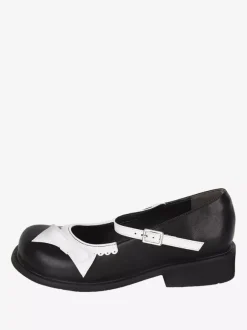 Sweet Lolita Pumps Black Flat Bowknot PU Leather Kawaii Fashion Shoes
