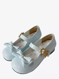 Sweet Lolita Shoes Bows Round Toe PU Leather Chunky Heel Lolita Pump