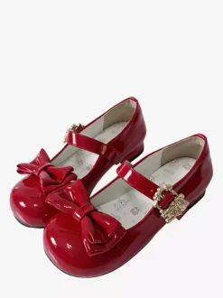 Sweet Lolita Shoes Bows Round Toe PU Leather Chunky Heel Lolita Pump