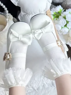 Sweet Lolita Shoes Bows Round Toe PU Leather Chunky Heel Lolita Pump
