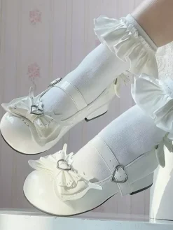 Sweet Lolita Shoes Light Sky Blue Bows PU Leather Puppy Heel Lolita Pumps