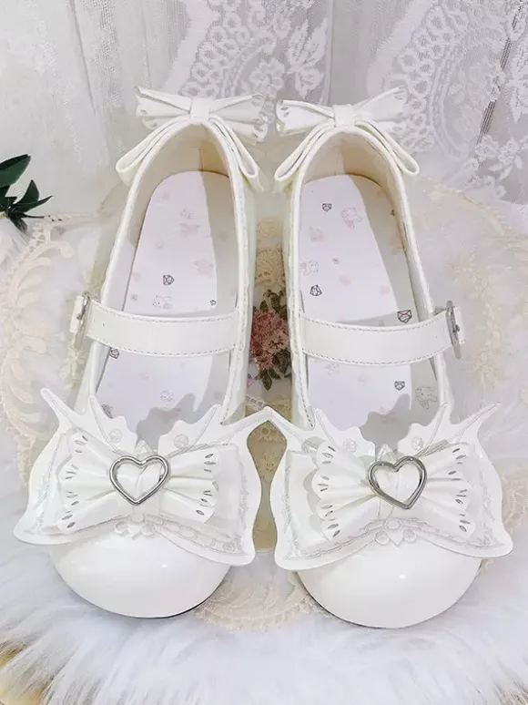 Sweet Lolita Shoes Light Sky Blue Bows PU Leather Puppy Heel Lolita Pumps