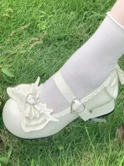 Sweet Lolita Shoes Light Sky Blue Bows PU Leather Puppy Heel Lolita Pumps