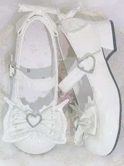Sweet Lolita Shoes Light Sky Blue Bows PU Leather Puppy Heel Lolita Pumps