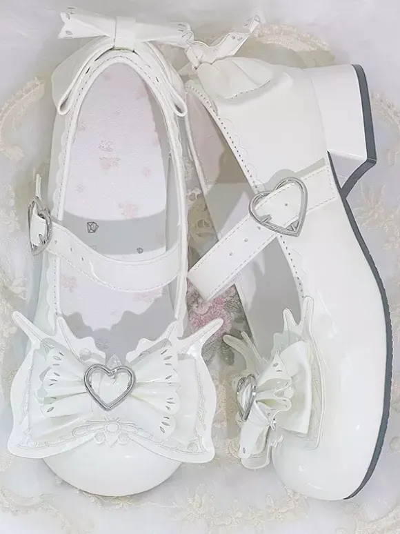 Sweet Lolita Shoes Light Sky Blue Bows PU Leather Puppy Heel Lolita Pumps