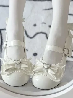 Sweet Lolita Shoes Light Sky Blue Bows PU Leather Puppy Heel Lolita Pumps