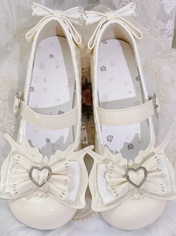 Sweet Lolita Shoes Light Sky Blue Bows PU Leather Puppy Heel Lolita Pumps
