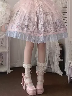 Sweet Lolita Shoes Pink Bows Mary Jane High Heels Platform Lolita Pumps
