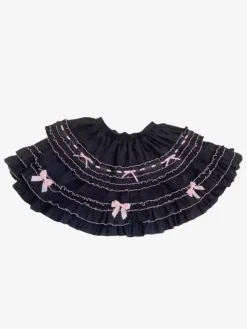 Sweet Lolita SK Color Block Pink Bows Ruffles Lolita Skirts
