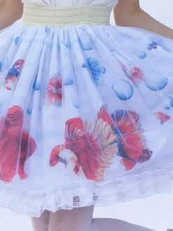 Sweet Lolita SK Floral Print as image Ruffles Lolita Skirts