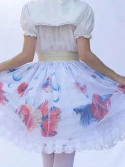 Sweet Lolita SK Floral Print as image Ruffles Lolita Skirts