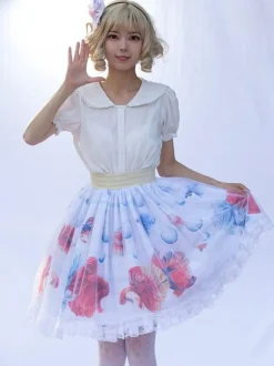 Sweet Lolita SK Floral Print as image Ruffles Lolita Skirts