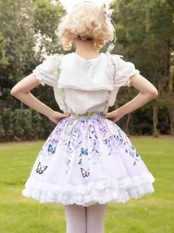 Sweet Lolita SK Floral Print Lilac Ruffles Lolita Skirts