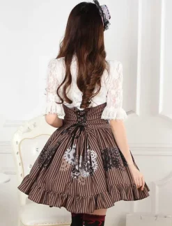 Sweet Lolita Skirt Black And White Gear Steampunk SK Lolita Skirt