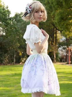 Sweet Lolita Skirt Ruffles as image Floral Print Lolita Skirts
