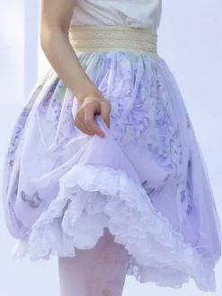 Sweet Lolita Skirt Ruffles as image Floral Print Lolita Skirts