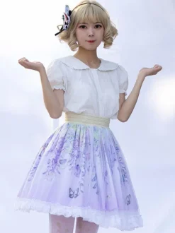 Sweet Lolita Skirt Ruffles as image Floral Print Lolita Skirts