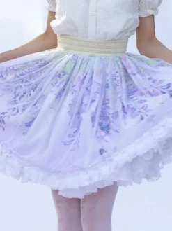Sweet Lolita Skirt Ruffles as image Floral Print Lolita Skirts