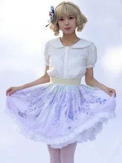 Sweet Lolita Skirt Ruffles as image Floral Print Lolita Skirts