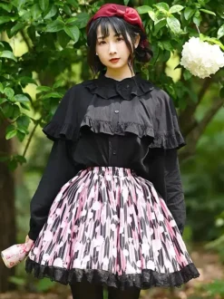 Sweet Lolita SK Lace as image Floral Print Lolita Skirts