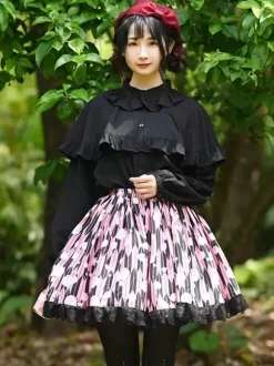 Sweet Lolita SK Lace as image Floral Print Lolita Skirts