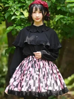 Sweet Lolita SK Lace as image Floral Print Lolita Skirts