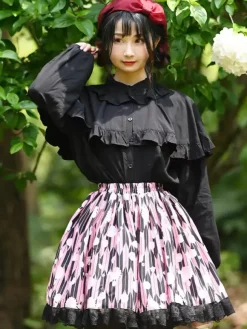 Sweet Lolita SK Lace as image Floral Print Lolita Skirts