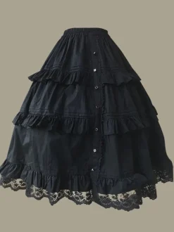 Sweet Lolita SK Lace Trim Frill Cotton White Lolita Skirt