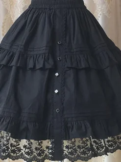 Sweet Lolita SK Lace Trim Frill Cotton White Lolita Skirt