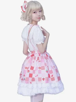 Sweet Lolita SK Ruffles Red Floral Print Lolita Skirts
