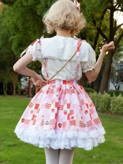 Sweet Lolita SK Ruffles Red Floral Print Lolita Skirts