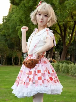 Sweet Lolita SK Ruffles Red Floral Print Lolita Skirts