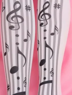 Sweet Lolita Socks Black Music Note Printed Lolita Stocking