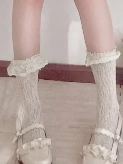 Sweet Lolita Socks Lilith Eye Lace White Lolita Tights