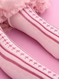 Sweet Lolita Socks Pink Velvet Printed Lolita Stockings