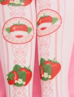 Sweet Lolita Stockings Pink Printed Lolita Knee High Socks