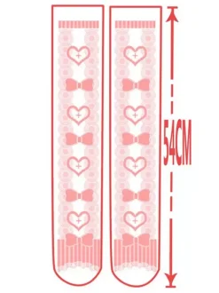 Sweet Lolita Stockings Pink Velvet Heart Bow Printed Lolita Knee High Socks