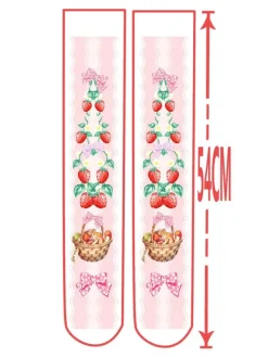 Sweet Lolita Stockings Strawberry Pink Velvet Printed Lolita Knee High Socks