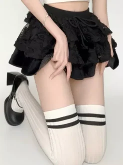 Sweet Lolita Stocking Two Tone Stripe Cotton Knee High Socks