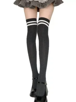 Sweet Lolita Stocking Two Tone Stripe Cotton Knee High Socks