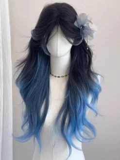 Sweet Lolita Wig Blue Long Heat-resistant Fiber Highlighting Hair Lolita Accessories