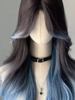Sweet Lolita Wig Blue Long Heat-resistant Fiber Highlighting Hair Lolita Accessories