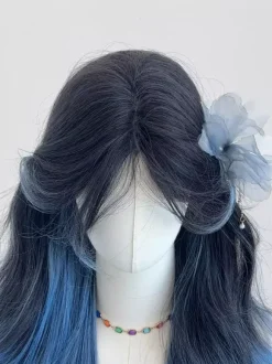 Sweet Lolita Wig Blue Long Heat-resistant Fiber Highlighting Hair Lolita Accessories