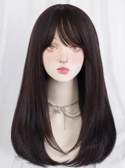 Sweet Lolita Wig Brownish Black Long Heat-resistant Fiber Tousled Lolita Accessories