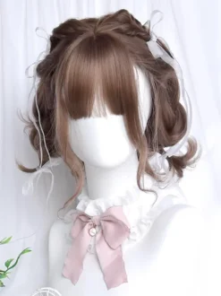 Sweet Lolita Wig Coffee Brown Short Heat-resistant Fiber Lolita Accessories